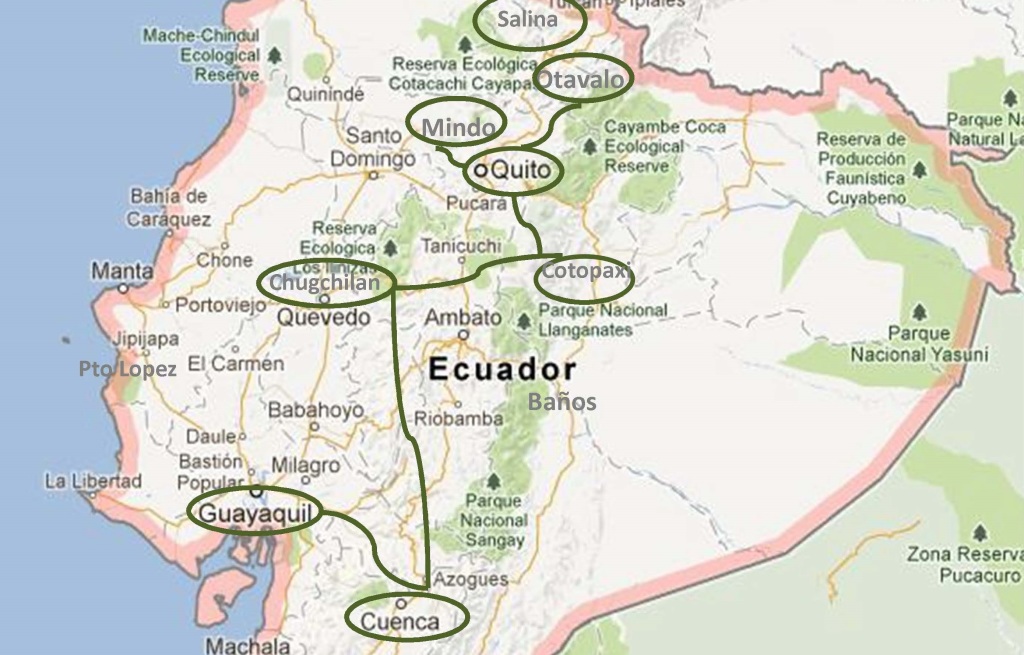 Kaart Ecuador Colombia compleet en puur