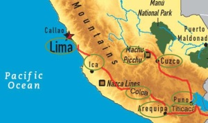 Route map with Bolivia